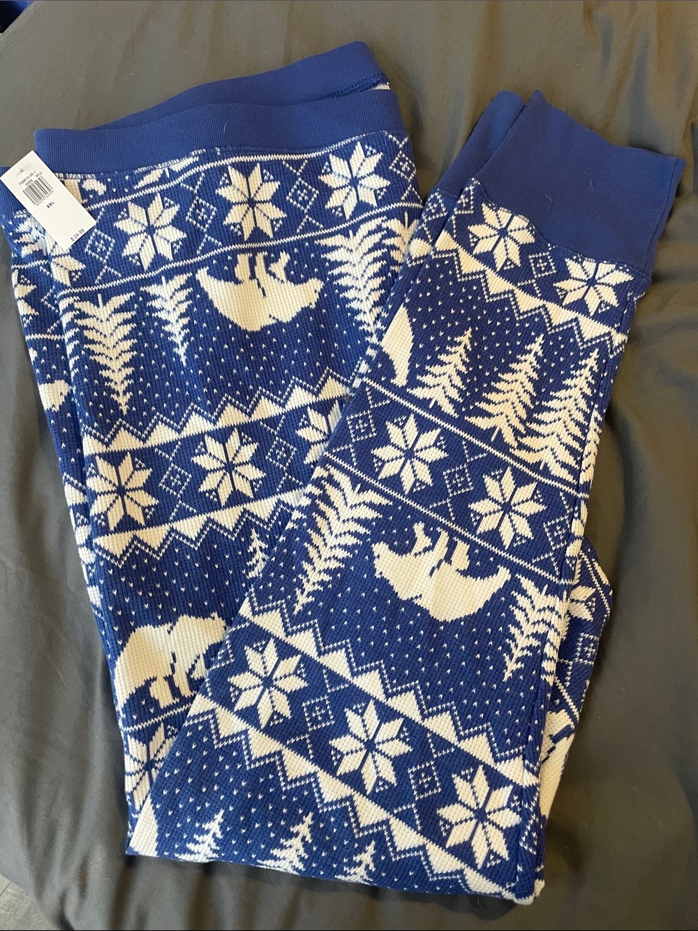 Old Navy Blue and White Fair Isle Polar Bear Jogger Pants